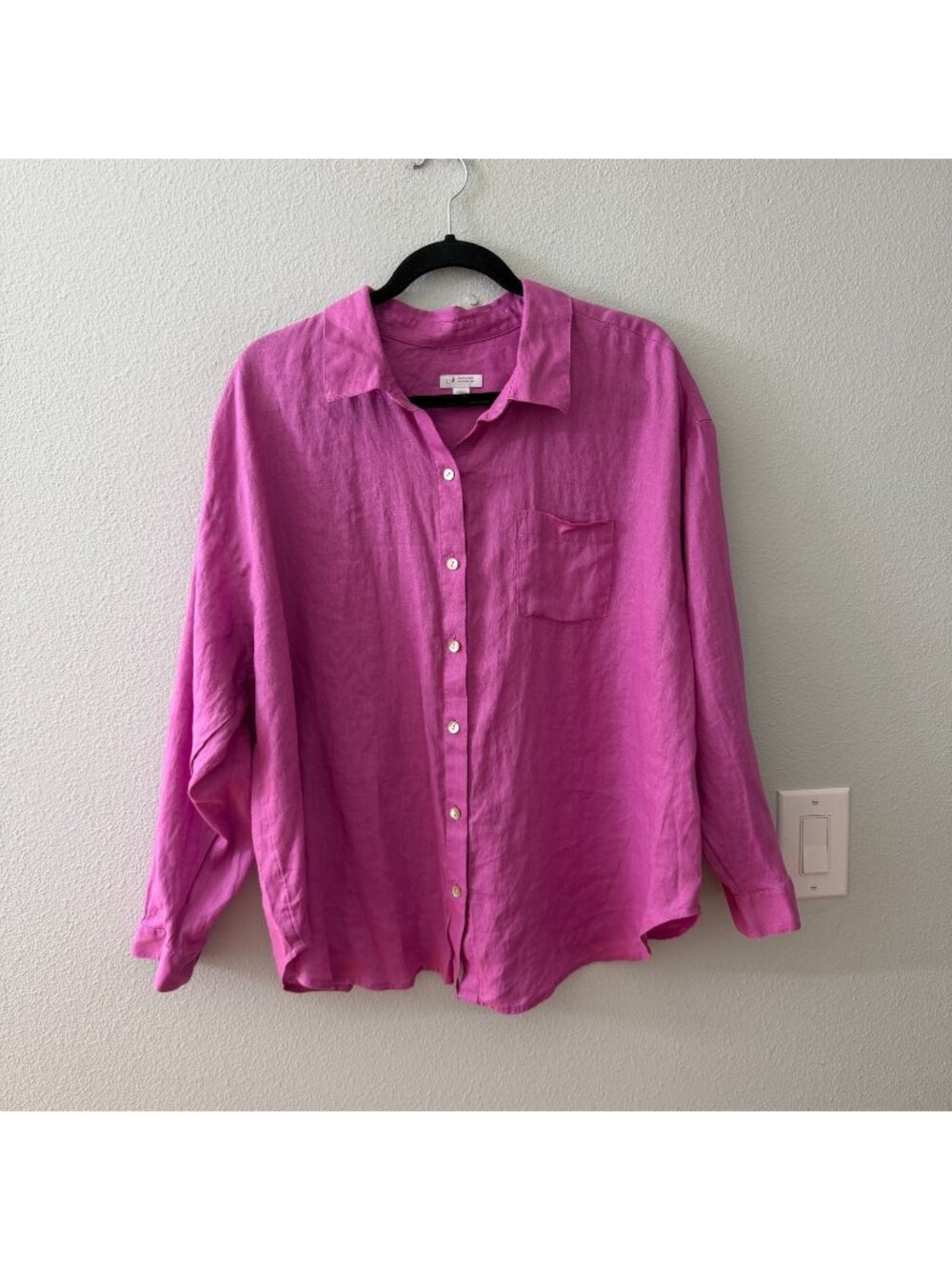 J. Jill Love Linen Purple Essential Button Up Blouse XL Petite XLP Long Sleeve